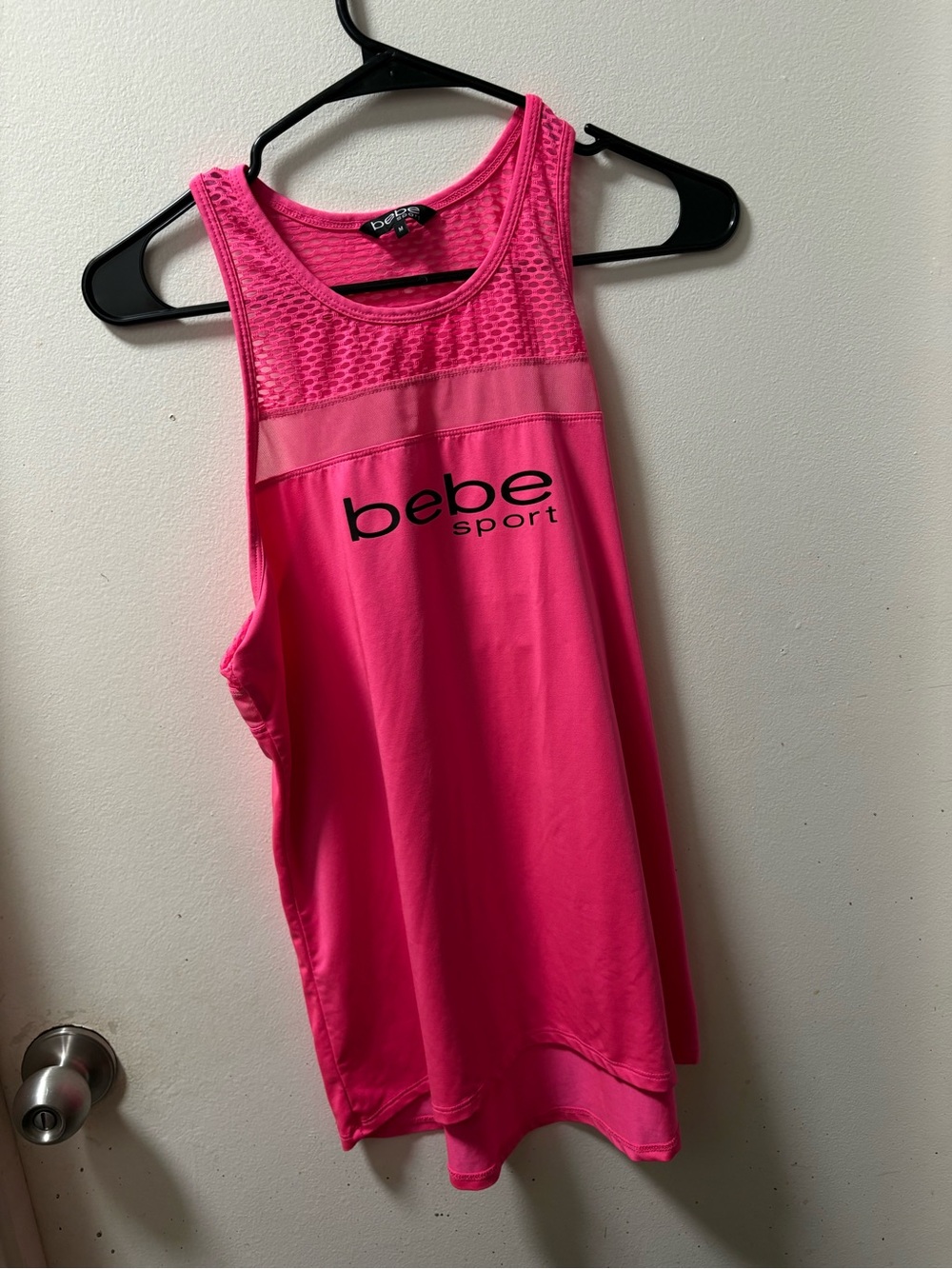 bebe Sport Hot Pink Mesh Yoke Tank size M